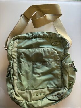 Tumi Olive Green Messenger Bag with Beige Strap